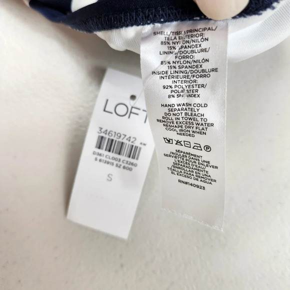 LOFT Beach Blue & White Plunge One Piece Swimsuit Size Small NEW - Picture 7 of 13